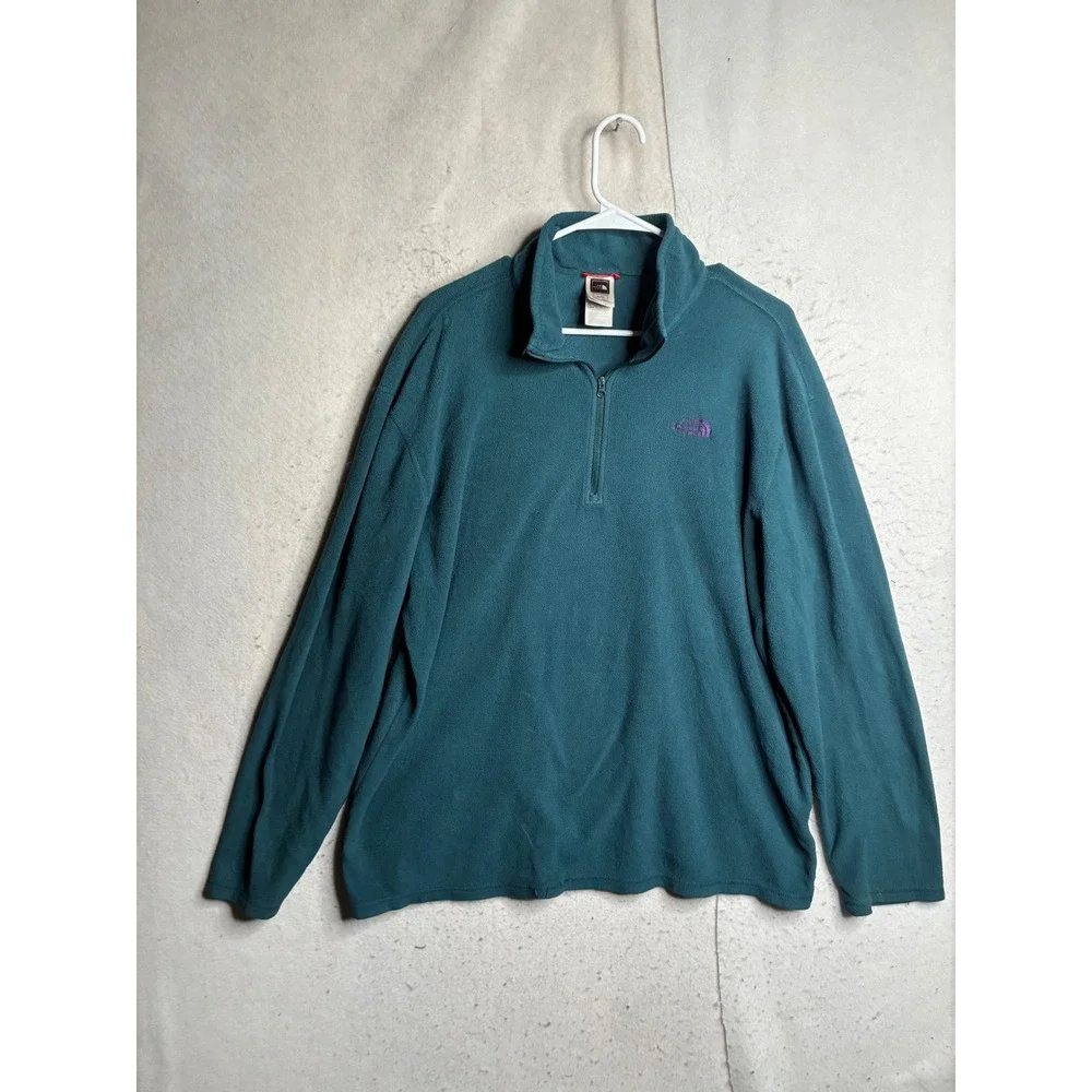 The North Face Mens XL TKA 100 Quarter Zip Fleece Pullover Teal Green Purple